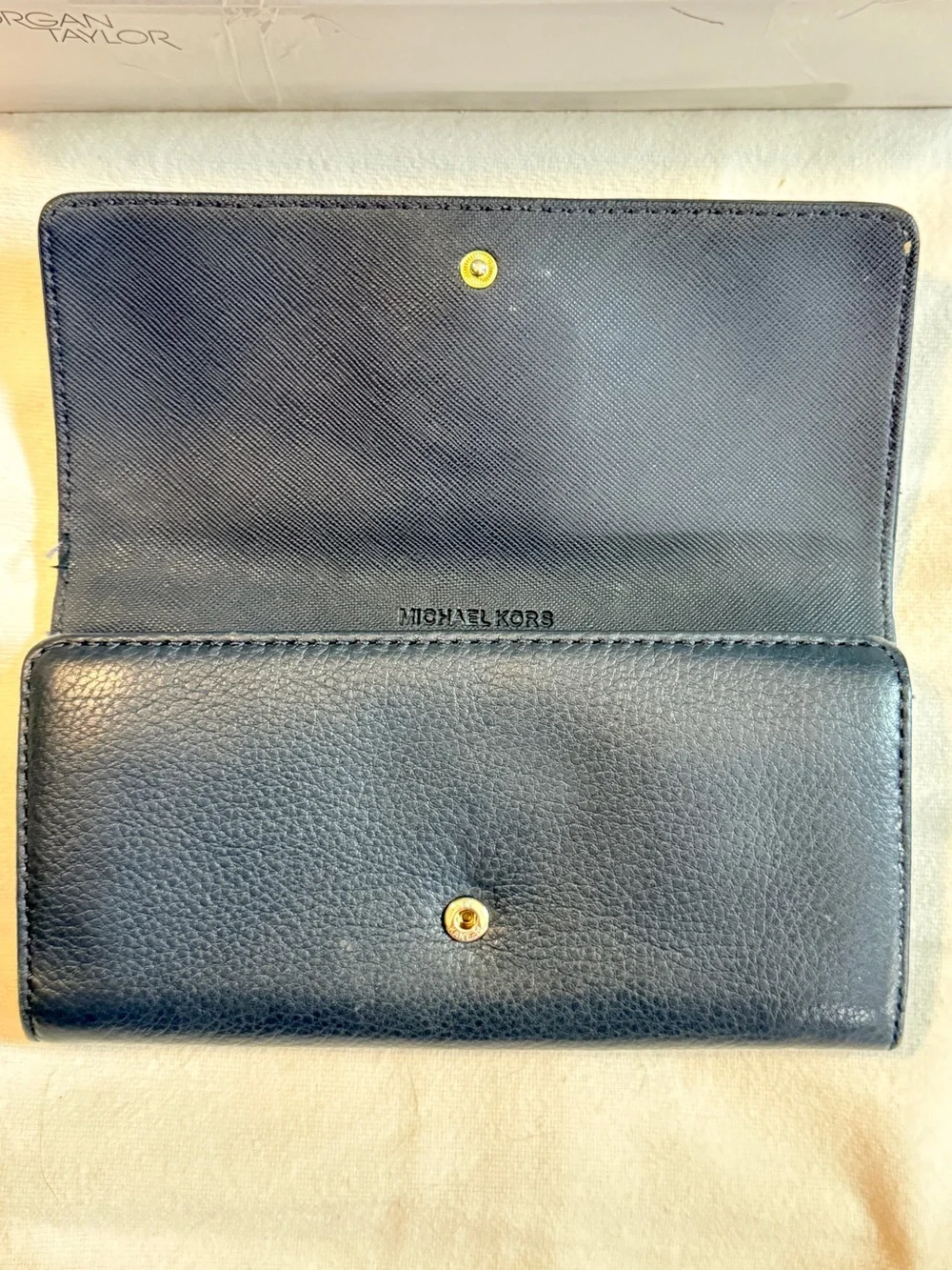 Michael Kors blue pebbled leather Fulton flap continental envelope womens wallet - Picture 3 of 10